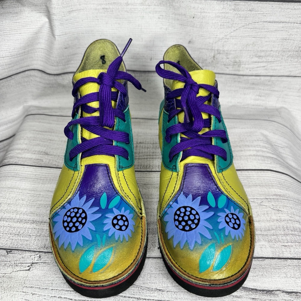 SoleTech Womens Art to Wear Lagenlook Leather Lace Up Shoes Multicolor Size 8